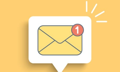 A cell phone with email icon on it