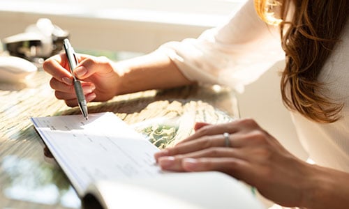 Filling out a check
