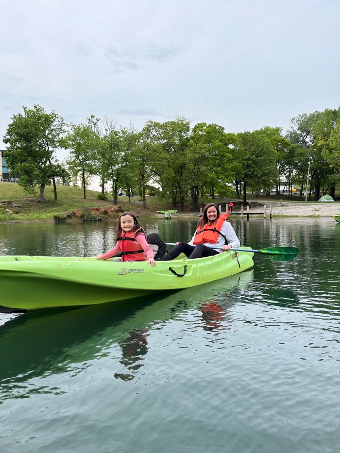 Sarabeth with daughter on a canoe 