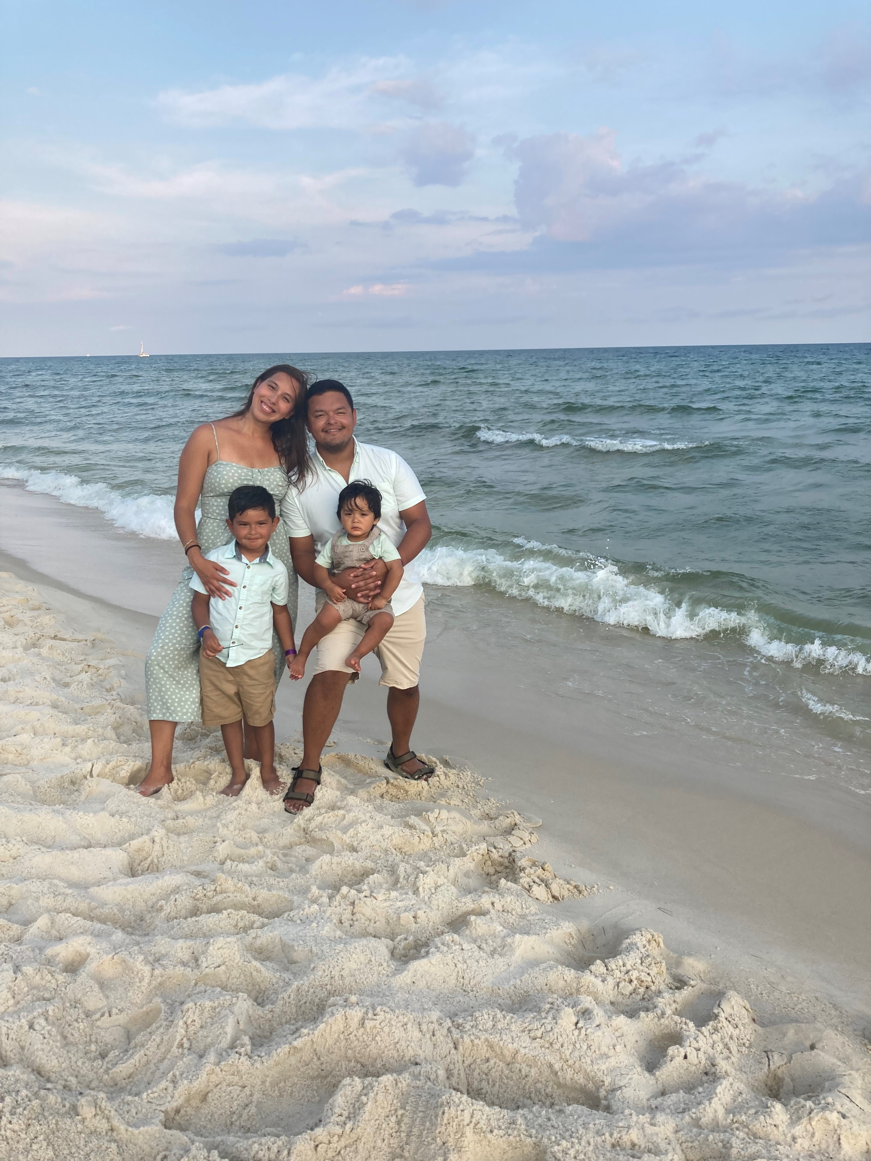 Rodrigo and his family at the beach