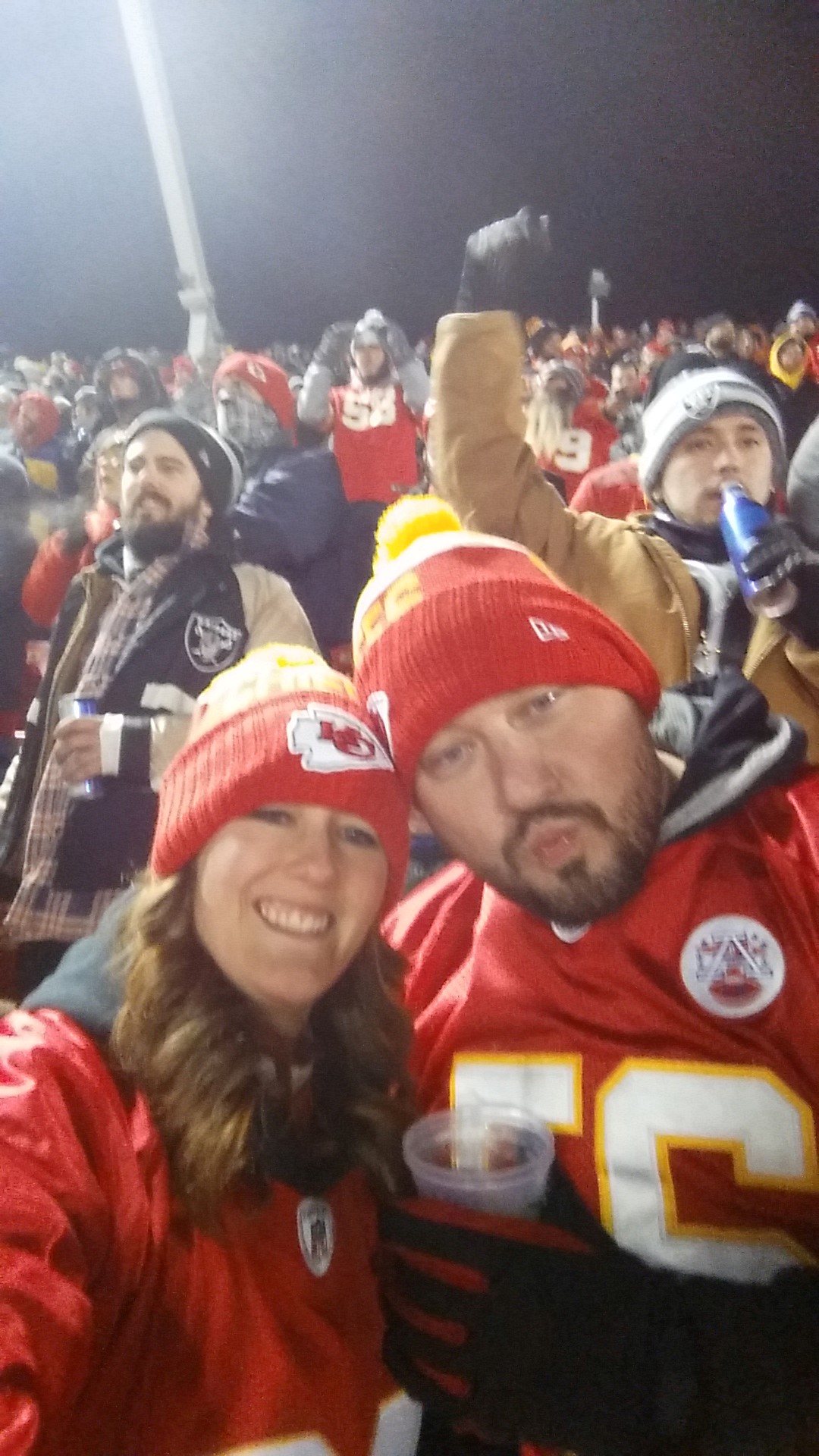 Angel with husband at chiefs game